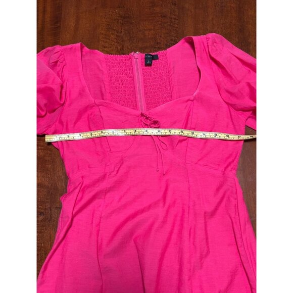 J Crew Fuchsia Pink Size 6 Sweetheart Neckline Long Sleeve Knee Length Dress - Picture 3 of 9